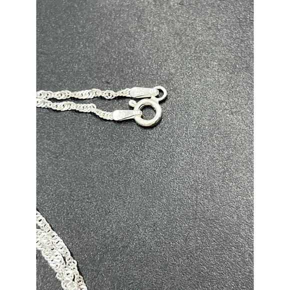 Blue Topaz Marquis Shaped Flower Pendant and Sterling Silver Singapore Chain 20” - Picture 5 of 9